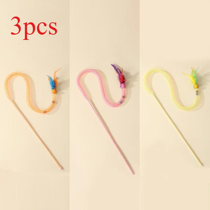 2 Stück/3 Stück Feder-Kratzbaum-Stab für Katzen, elastisches Netzrohr, Katzenspielzeug-Stab, interaktives Spielzeug für Kätzchen, Haustier-Stab
