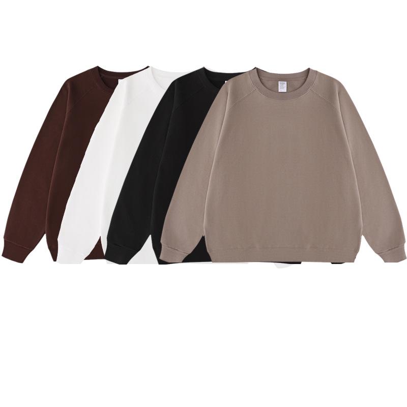 Unisex 480g Raglan Sleeve Color Block Crewneck Sweatshirt - Japanese Loose Fit, Streetwear Long Sleeve