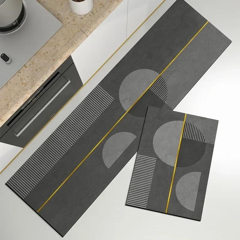 Kitchen Rugs Non-slip Waterproof Floor Mat Oil-proof Pvc Carpet Home Decoration Anti-slip Leather Rug  Alfombra De Cocina 