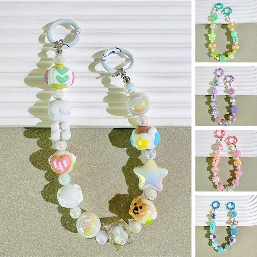 

1 шт., кукла из бисера, цепочка для мобильного телефона, анти-потерянная сумка, подвеска, наушники, камера, декор для женщин и девочек