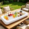 1Pc Inflatable Pvc Ice Serving Tray Cooler With Drain Plug Floating Durable Drink Chiller For Picnic Pool Party Supplies