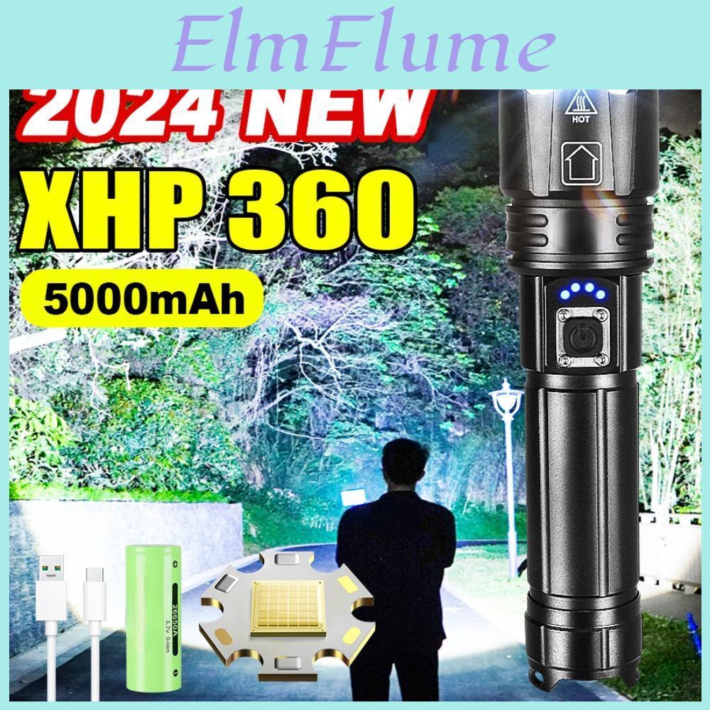 Powerful Usb Xhp360led Reachargeable 2024 Flashlight Ipx45 High Power Led Flashlight Zoomable Lantern Outdoor Led Torch