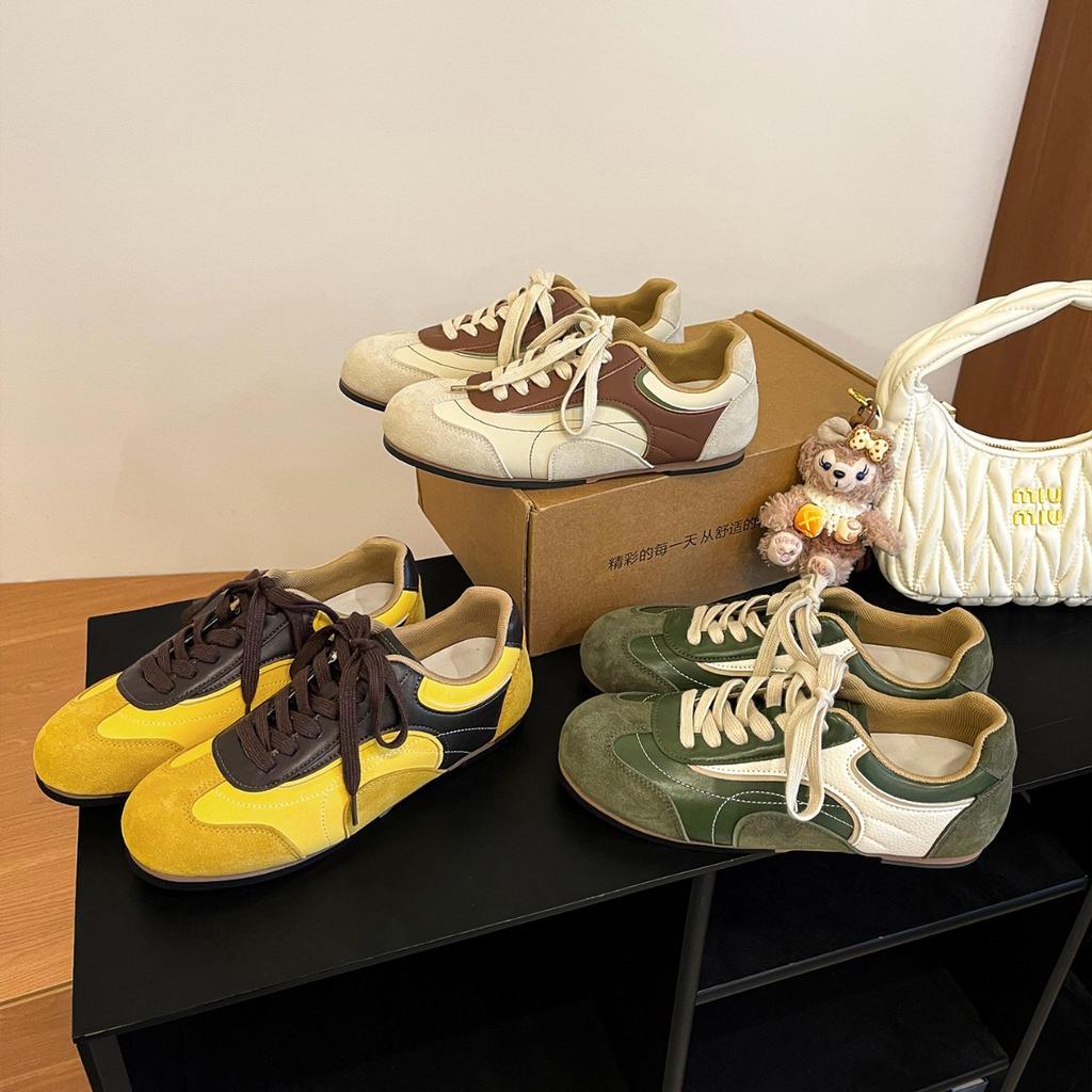 [Lan Cabinet] 2025 autumn new retro contrasting color flat-bottomed German training shoes Jersey style sports and leisure Forrest Gump board shoes