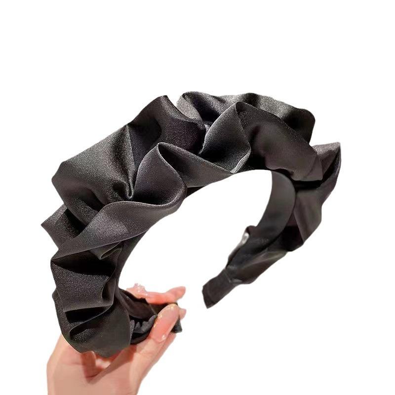 Fashion Women's And Girls Soft Ruffled Satin Cloth Headband Ladies Hair Accessory Ins Female Daily Casual Hair Hoops