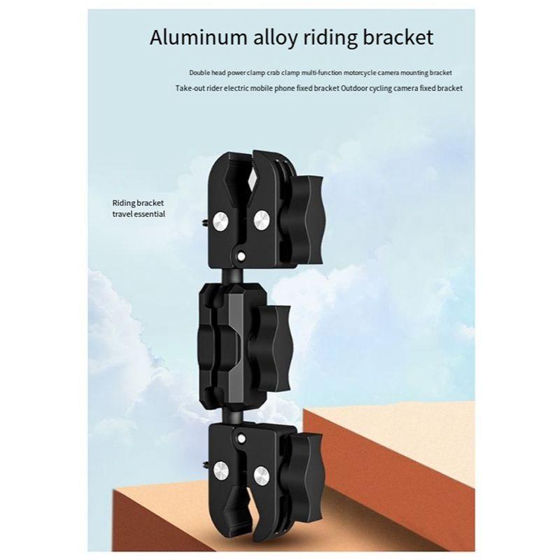 N91R-Camera Clamp Mount Super Clamp Adapter Double Head Multifunction Holder For Motorcycle Bicycle Camera Mounts