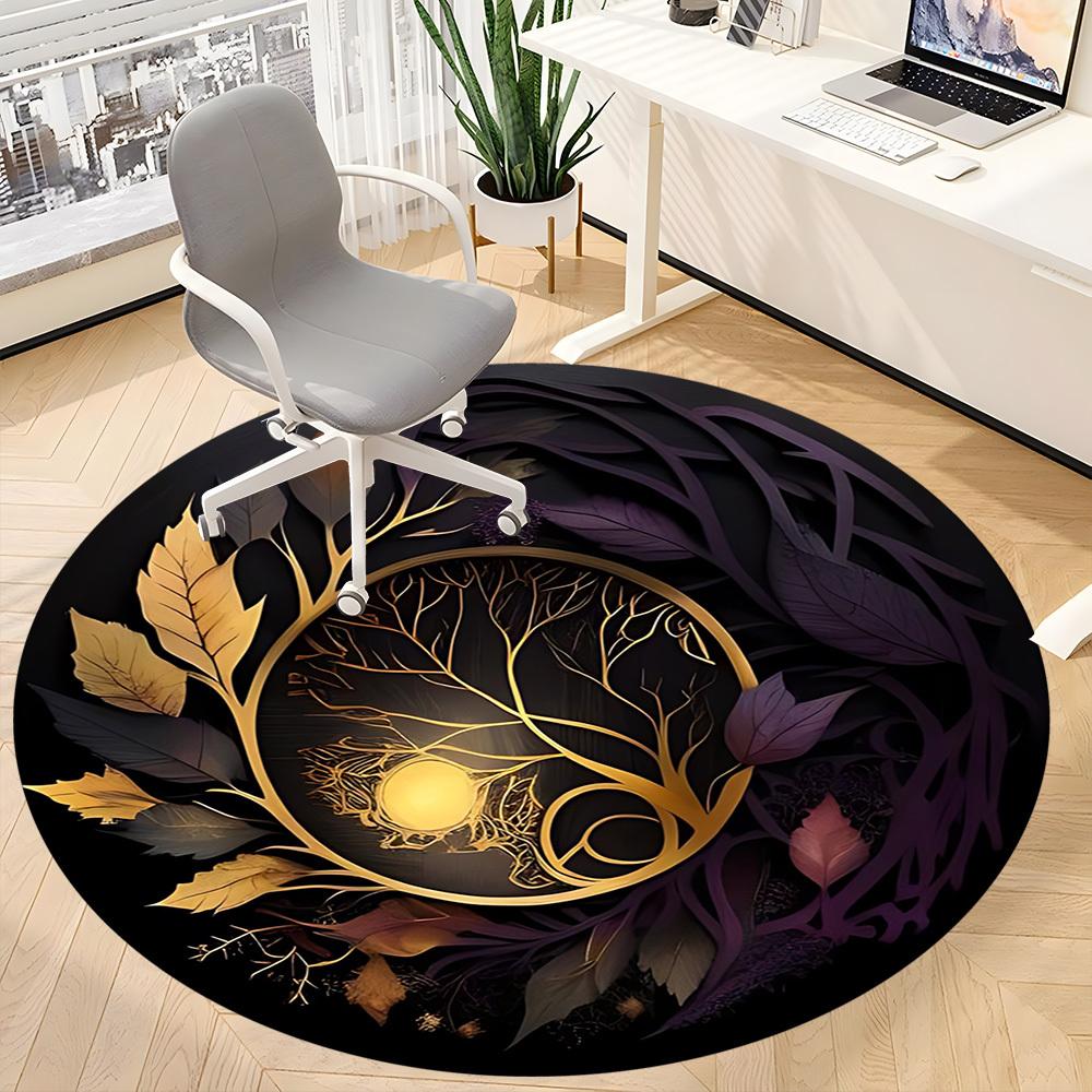 1 Stück Goldener Baum des Lebens Stuhlteppich für das Büro, Weiche bequeme Matte für Büro, Wohnzimmer, Schlafzimmer, Maschinenwaschbarer Teppich yy251112169