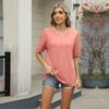 Women's Spring Summer Loose Thread Splicing Round Neck Short Sleeve T-Shirts Women’s