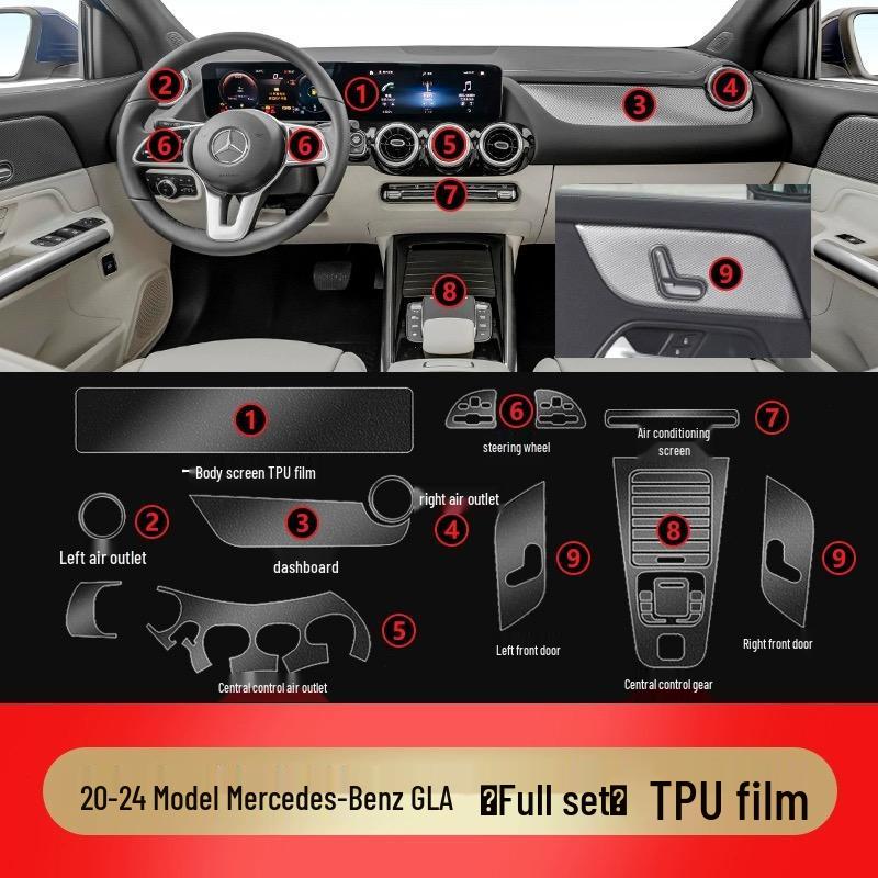 Mercedes-Benz GLA/GLB Mittelkonsole & Navigationsbildschirm Schutzfolie aus TPU für 25 Modelle