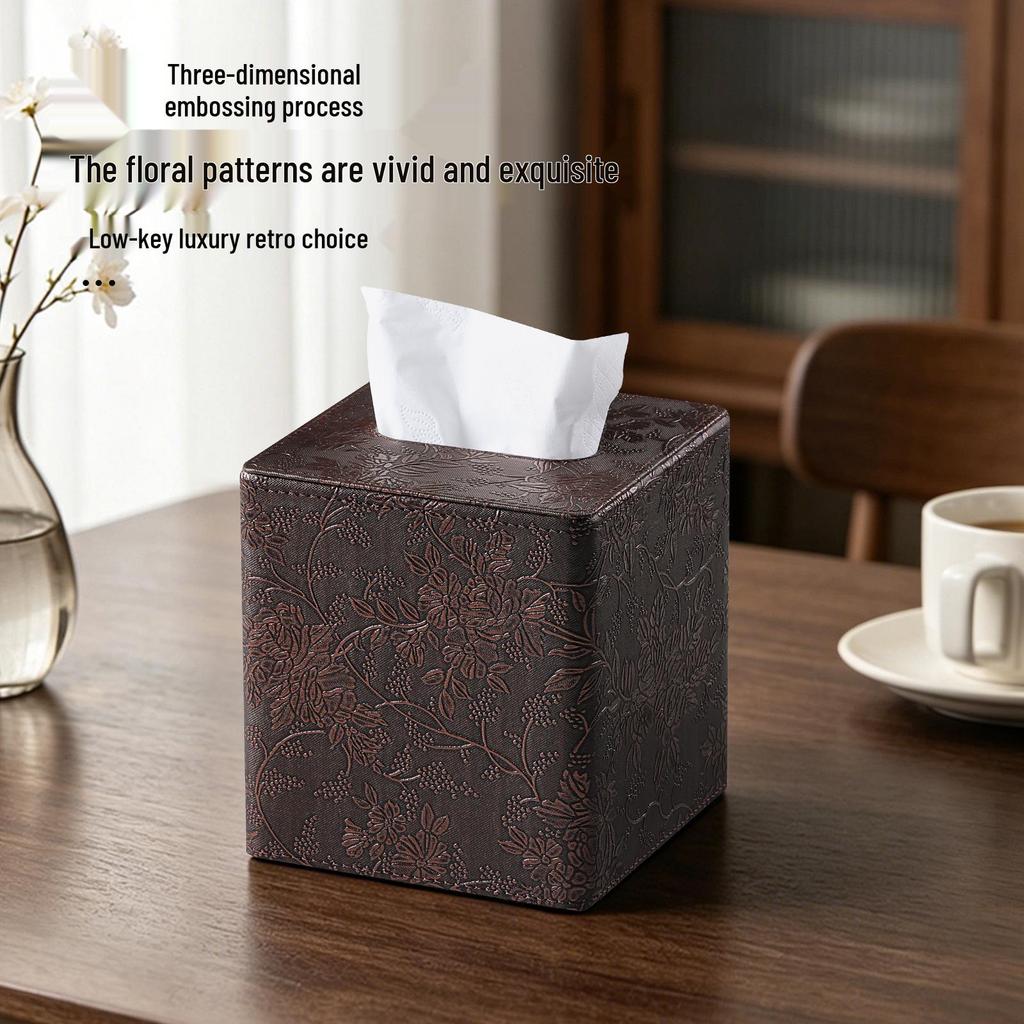 Retro Leather Pattern Tissue Box for Hotels and Restaurants