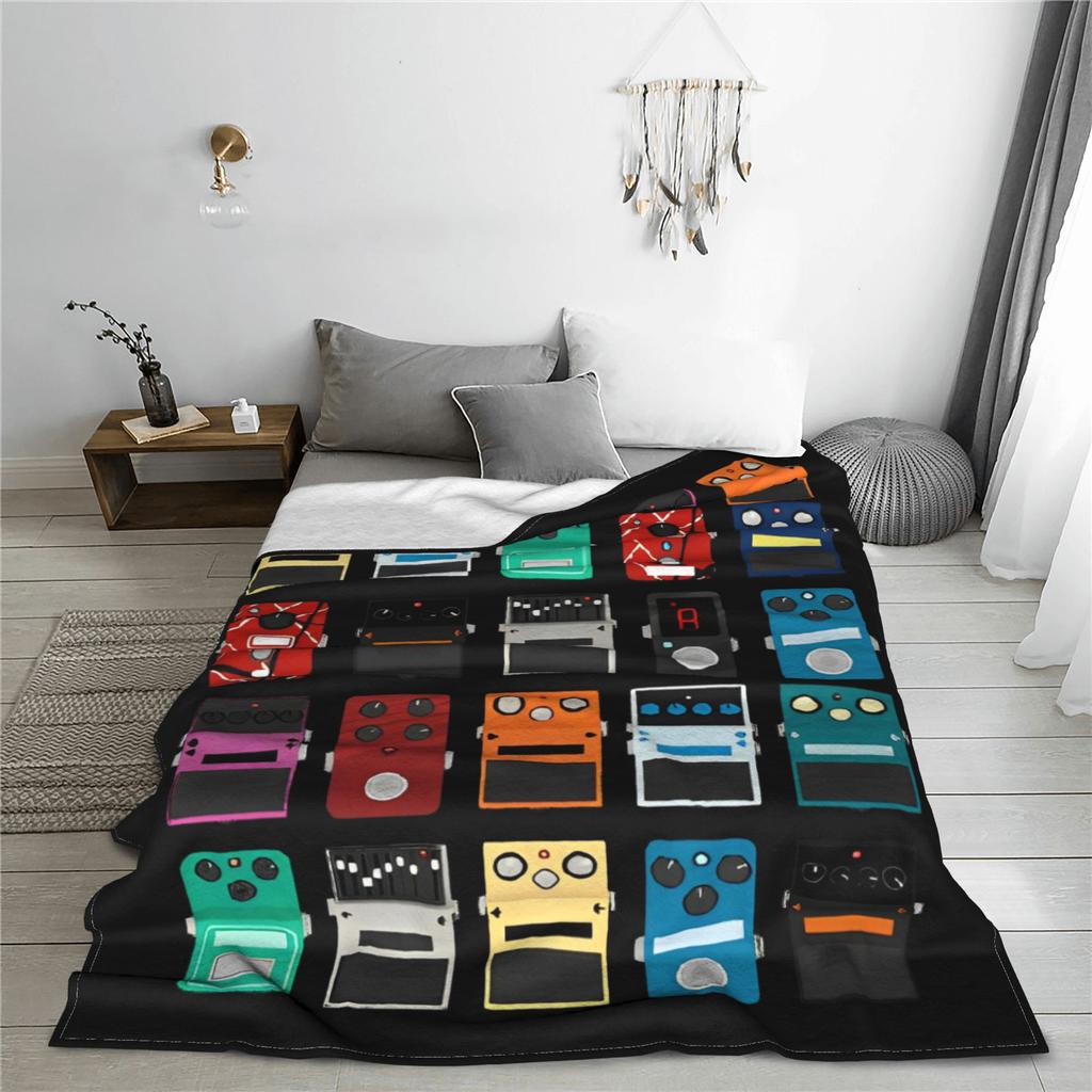 Guitar Bass Pedal Board Throw Blanket for Couch Guitarist Musician Soft Cozy Plush Blanket Multi-size for All Seasons