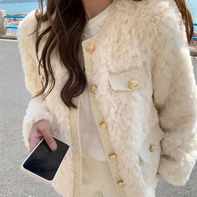 Verdickter Plüschmantel für Damen, Herbst und Winter, weiß, warm, vielseitig, locker, lässig, bequem, Oberteile
