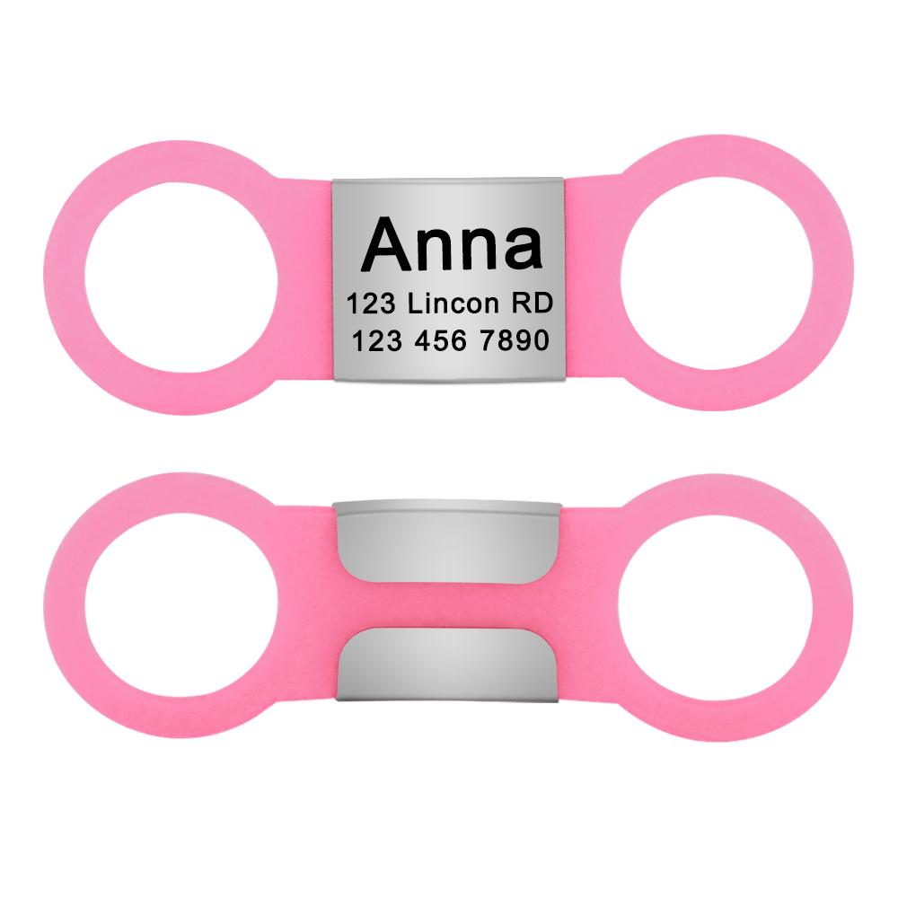 

Именная табличка с гравировкой, идентификационная бирка, ошейник для собаки, кошки, из нержавеющей стали, персонализированный, силиконовый, на заказ, аксессуар против потери M 2.0cm розовый