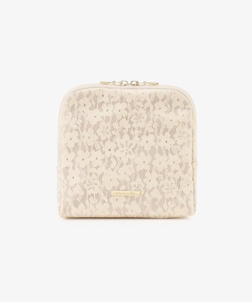 Afternoon Tea Living JJ72 Flower Lace Round Fold White Pouch,