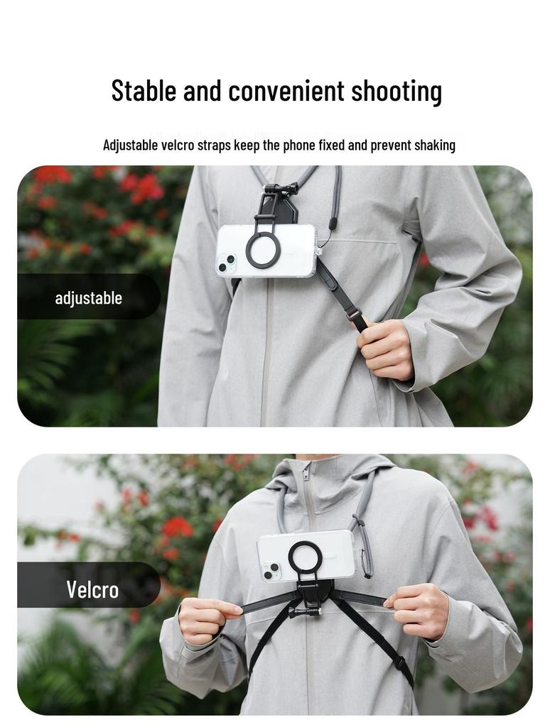 MagSafe-Compatible Magnetic Neck Phone Holder for iPhone 17: Selfie Clip with 360° View and Horizontal/Vertical Switching.