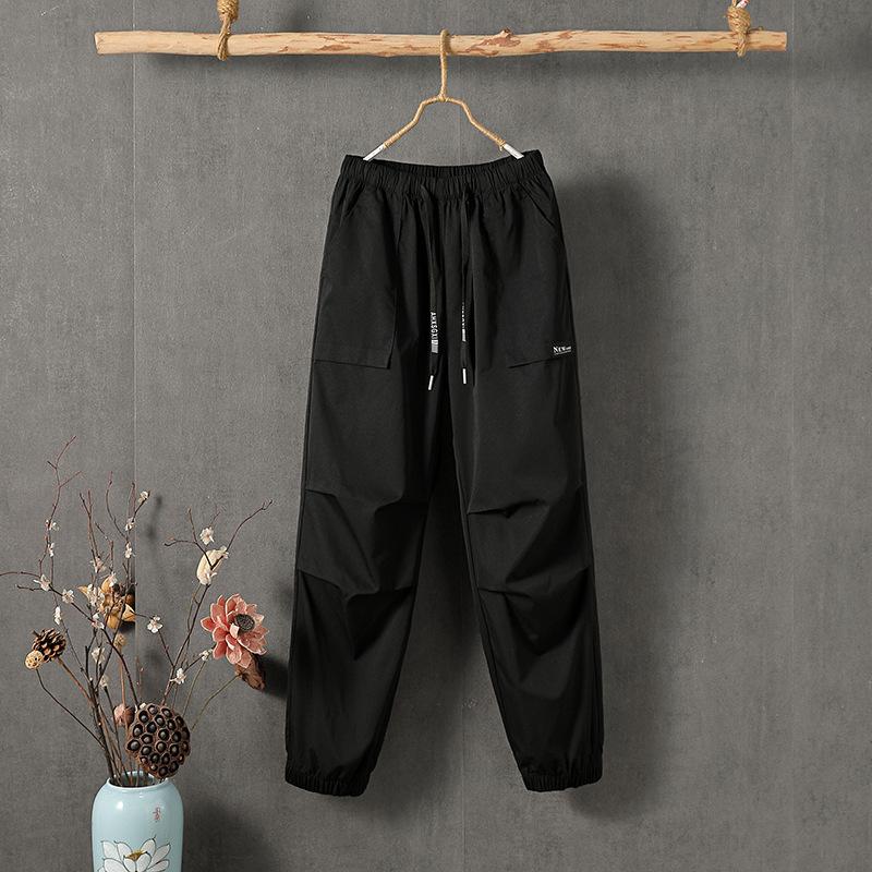 

Комбинезон женский с высокой талией, облегающий, летний, из ледяного шелка, тонкий, свободный, с присборенными штанинами, повседневный, больших размеров, брюки гаруны, женские спортивные брюки XXL чёрный