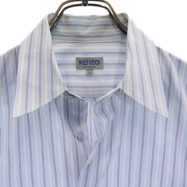 KENZO HOMME Striped Pattern Long Sleeve Shirt 3 Blue Men's Used