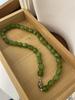 Emerald Green Avocado Beaded Necklace with Yuanbao Buckle - High-End Natural Stone Clavicle Chain