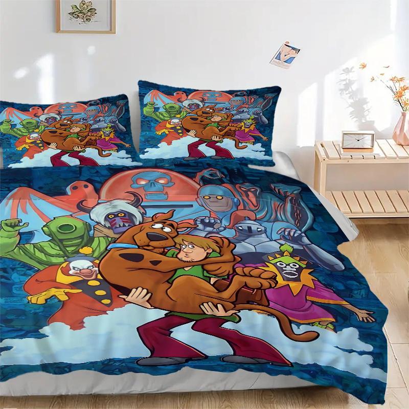 3pcs Scooby Doo and the Mystery of the Cosmic Creatures Quilt Cover Set (1 Quilt Cover + 2 Pillowcases Without Pillow Core), High-Definition Prin