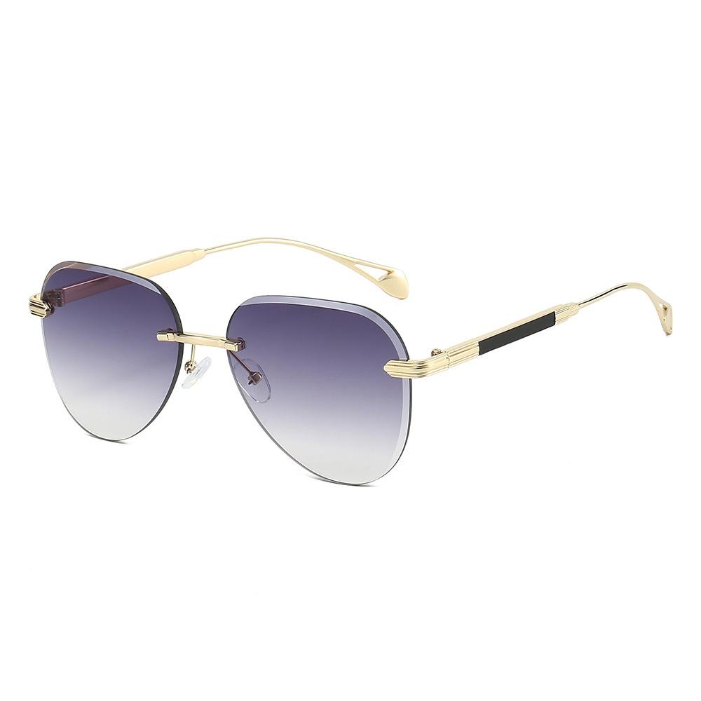 Ins New Frameless Pilot Oval Gradient Sunglasses Women Men Fashion Luxury Street Punk UV400 High Quality