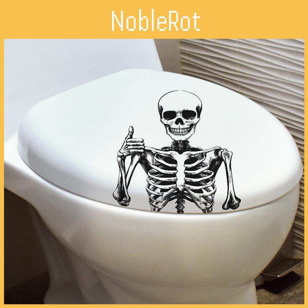 Pvc Closestool Modern Sticker Wall Decor With Smiling Skull For Living Room