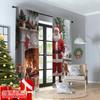 2pcs 2D flat printing Merry Christmas Popular Curtain Christmas Santa Cozy Fireplace Polyester Without Electricity Festive