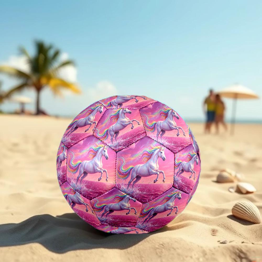 1pc Rainbow Unicorn Fantasy Theme Soccer Ball Football, Size 5, Lightweight PVC, Durable Outdoor Training Soccer Ball, Gift m61491