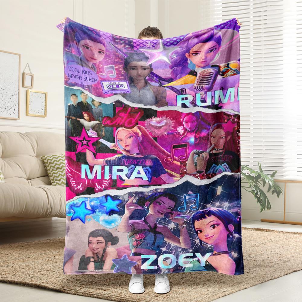 KPop Demon Hunters The Colorful Anime Girl Pattern On the Blanket Is Comfortable and Fashionable At Home