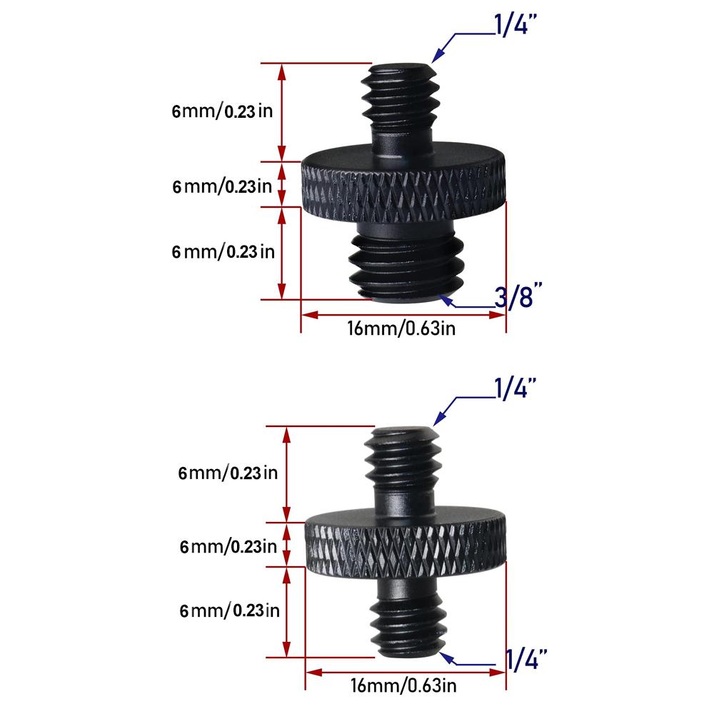 Tripod Adapter 1/4" Male to 1/4" Male to 3/8" Male Screw Connectors For GoPro Hero 13 12 11 10 9 Insta360 X5 X4 X3 DJI Action