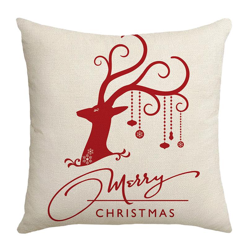 Red Christmas Pillow Cover Polyester Letter Print Home Sofa Pillow Cover Cushion