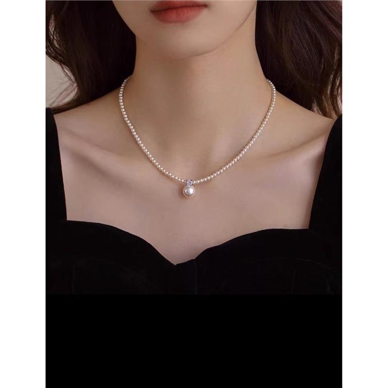 Pearl Gradient Clavicle Necklace - Women s Fashionable French Bead Jewelry Standard