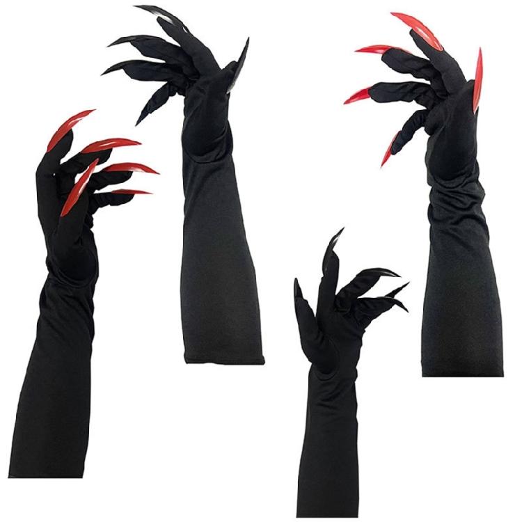 Cool Halloween Gloves Long Section Spooky Claw Dress Up Gloves Fashionable Long Nails Cosplay Halloween Funny Gloves