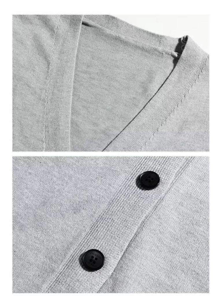 Men's V-neck Cardigan Sweater - Spring & Autumn Hong Kong Style Versatile Knitwear