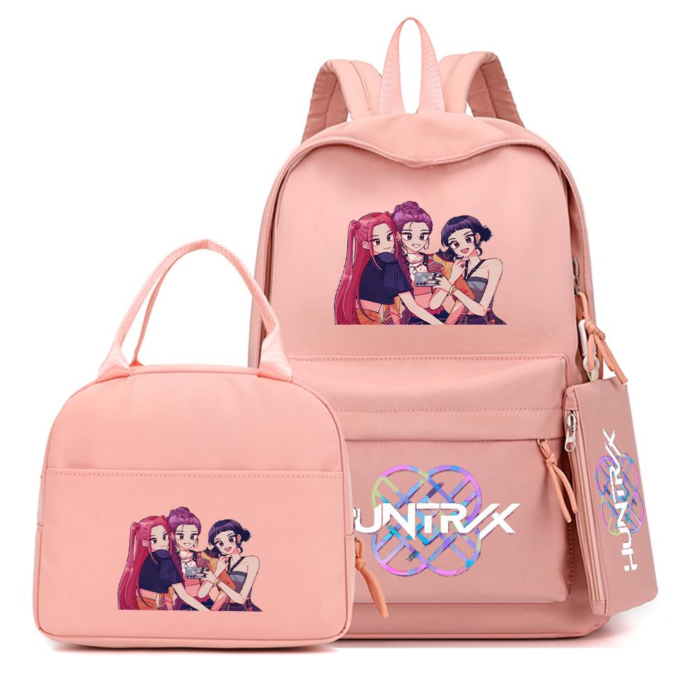 4-teiliges/Set Cartoon Anime K-Pop bedruckter Rucksack mit Federmäppchen Handtasche für Teenager Schüler Junge Mädchen Schultasche Schultasche Große Kapazität Reisetasche