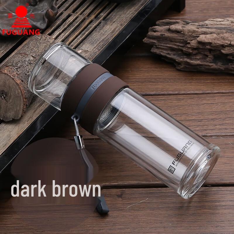 FUGUANG G1609 Portable Double-Layer Glass Tea Infuser Mug