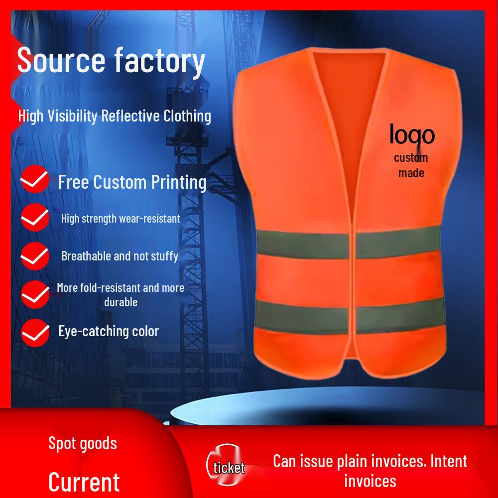 JD Reflective Safety Vest Fluorescent Traffic Construction Gear with Custom Text Option