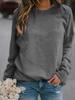 Women's Crew Neck Long Sleeve Cotton Blend Top Loose Fit Casual Style Solid Color Sweatshirt Tee