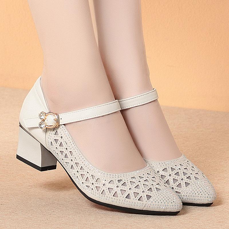Mesh Soft Leather Sandals, Openwork Breathable Single Shoes, Summer Women's Dance Shoes, Soft-soled Women's Shoes, Fashionable Leather Shoes