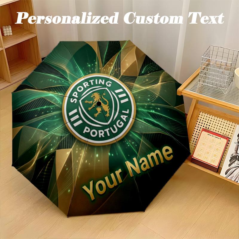8 Rib Auto Folding Umbrella Sporting CP Print Custom Name Text Portable Rain Gear