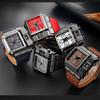 Hip-Hop Men's Square Dial Watch Street Style Leather Strap Quartz Wristwatch