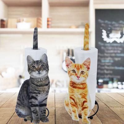 Tissue Holder Iron Paper Roll Cat Ornamental Toilet Shape Holder Stand For Home Garden Bedroom