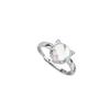 Elegant And Simple Copper Cat Ring With Rainbow Moonstone Fashionable Accessory Hand