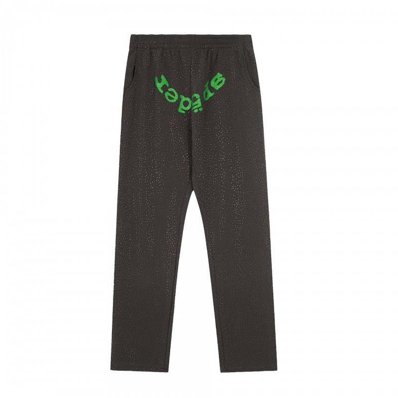 Mens Hip Hop Streetwear Fleece Pants Rhinestone-Embellished Straight Leg Casual Winter Trousers Youth