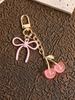 Fashionable Cute Pink Cherry Bow Exquisite Metal Lovers Bag Pendant Accessory Bag Charm