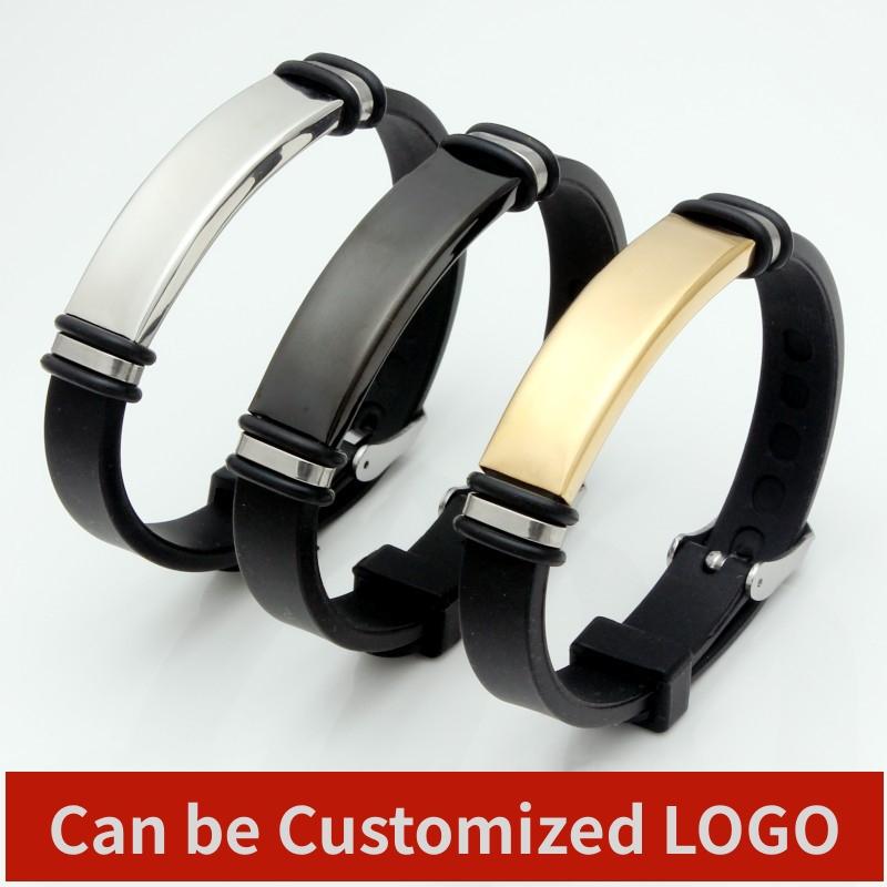 HNSP Stainless Steel Silicone Leather Bracelet For Men Hand Chain Adjustable Size Male Sports Bracelet Accessories