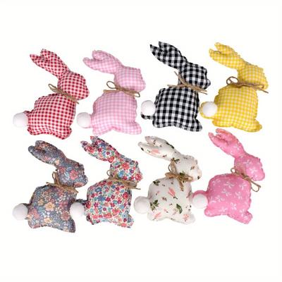 8Pcs Easter Colorful Bunnies Farmhouse Rustic Bunny Spring Decor Cute Easter Rabbit Decor Spring for Home Tiered Tray Basket Bowl Filler Rabbit