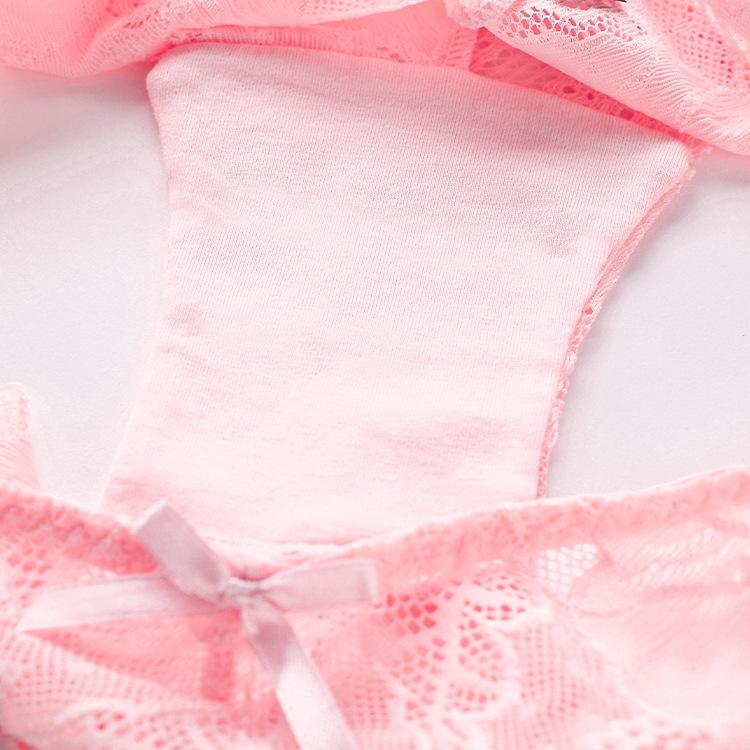 3pcs/lot Women's Sexy Hollow Lace Low Waist Triangle Panties Ruffle Edge Bow Underpants