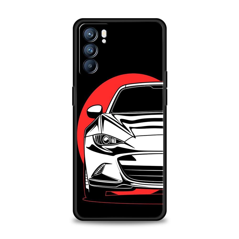 JDM Tokyo Drift Sportwagen Hülle für Oppo Find X6 X5 A54 A53 A52 A9 A15 A95 A17 A16 A76 A74 A57 Reno7 Reno6 Pro Plus 5G Hülle
