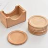 6pcs/1set Japanese Style Bamboo Coaster Set, Creative Minimalist Round Tea Cup Mat Heat Insulation Pad