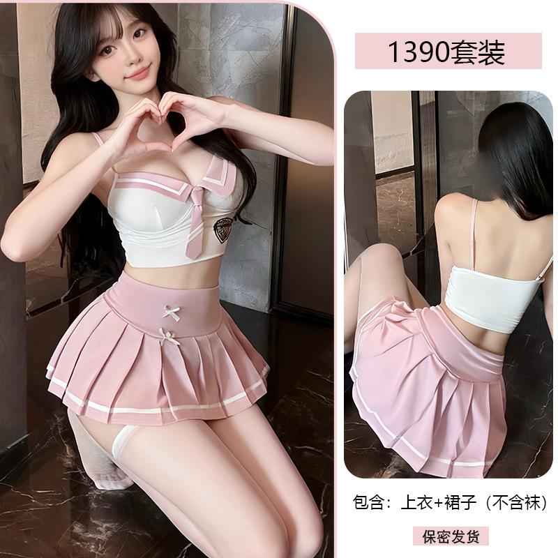 Original Erotic Underwear Sexy Japanese School Style Cosplay Sailor Suit Pleated Skirt Women's Uniform Set 1390