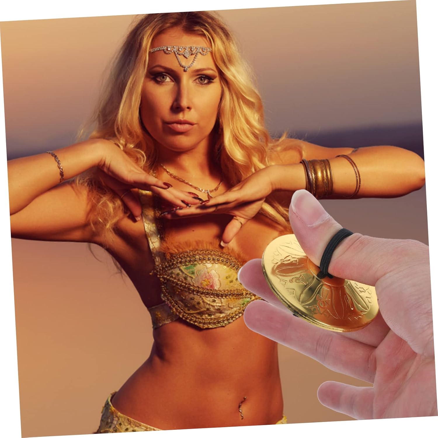 2 пары цимбал для пальцев для танца живота Детский инструмент Медный цимбал Пальцевые цимбалы Детские цимбалы Инструмент Ударный цимбал Цимбалы для танцора Мяч